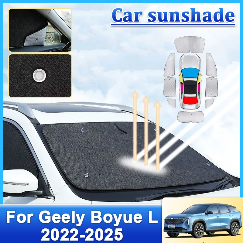 Pára-brisa do carro pára-sol para geely boyue l starray atlas fx11 2022-2025 viseira de sol tons anti uv proteção acessórios de ferramentas automáticas