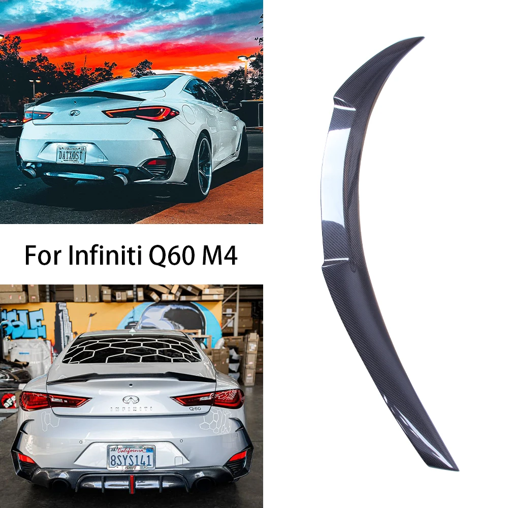 

For Infiniti Q60 Q60S Coupe M4 Style Carbon fiber Rear Spoiler Trunk wing 2013-2023