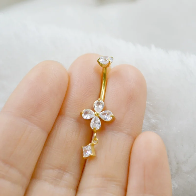 10PCS All Stainless Steel CZ Navel Belly Ring Button Bar New Navel Rings Body Piercing Jewelry 14G