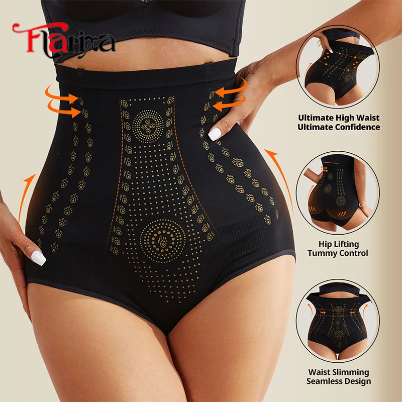 Flarixa Seamless Stomach Tummy Shaper Panties High Waist Flat Belly Shaping Pants for Women Slimming Hip Lift Underwear Briefs