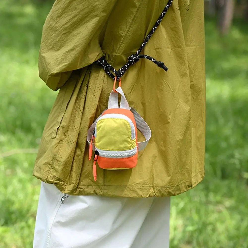 Fashion Colorful Mini Backpack Coin Purse Color-blocked Harajuku Mini Crossbody Bag Nylon Portable Canvas Coin Bag Key Bag