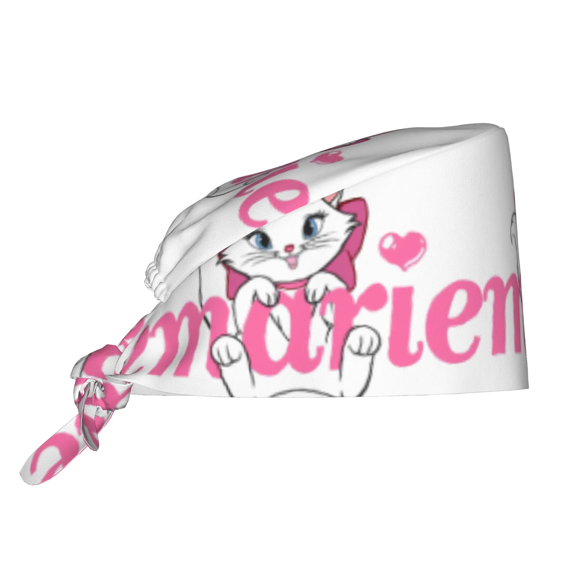 Custom M-Marie Cat Cartoon Scrubs Cap Surgical Hats Men Women Cat Manga Operating Room Cap Operator Hats Lab Works Hat