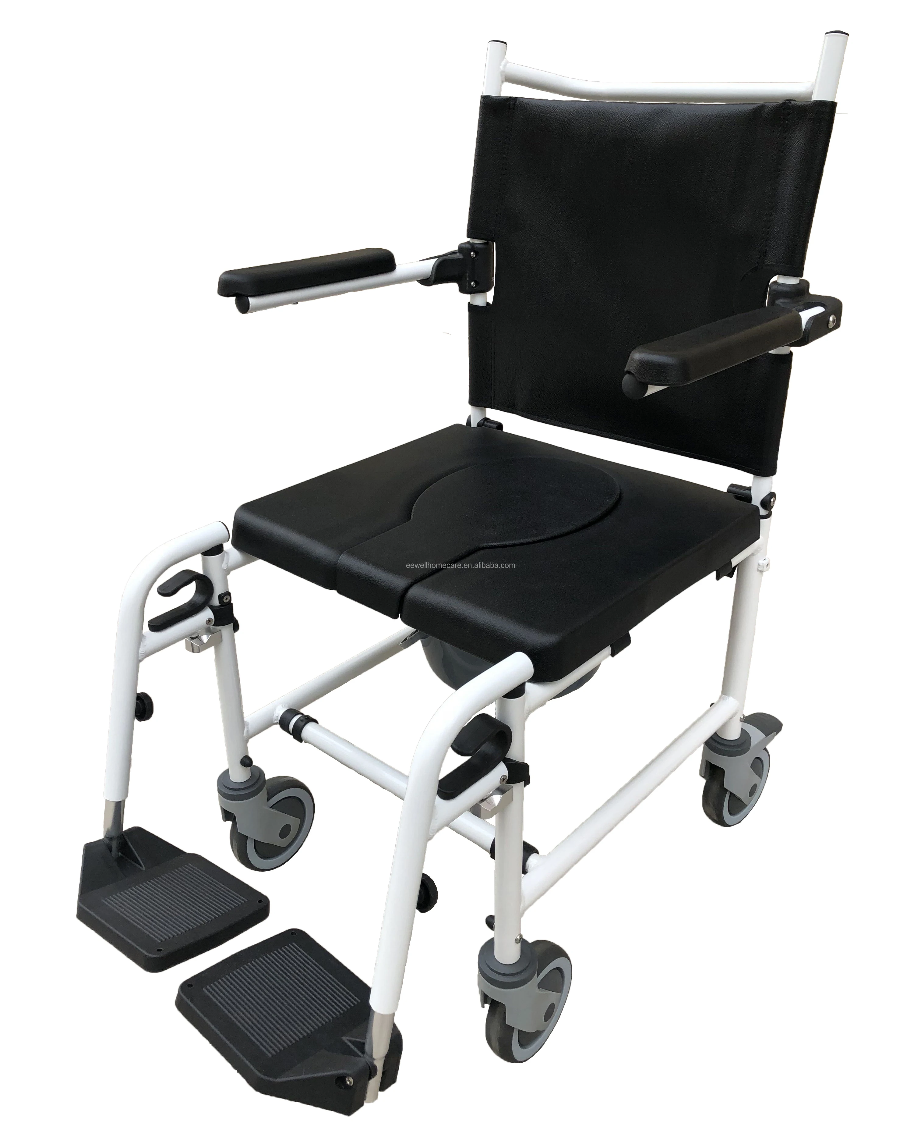كرسي صوان يدوي لكبار السن والمعاقين من الألومنيوم مع مساند للذراعين قابلة للطي لمعدات إعادة التأهيل #1