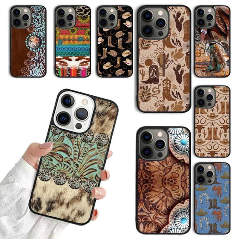 Cowboy Cowgirl Howdy Western Ranch Boho Phone Case For iPhone 16 15 14 plus 11 12 13 Pro  XR XS Max coque Cover Shell