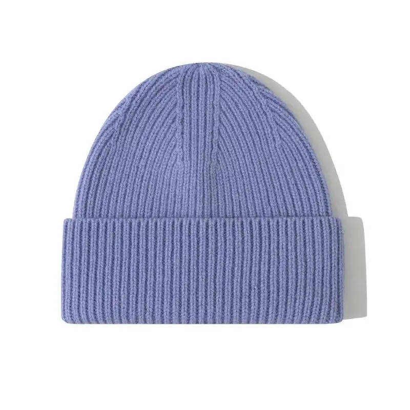 Autumn Winter 100% Wool Beanies Women Thicken Unisex Hat Pure Wool Warm Elastic Knitted Hat