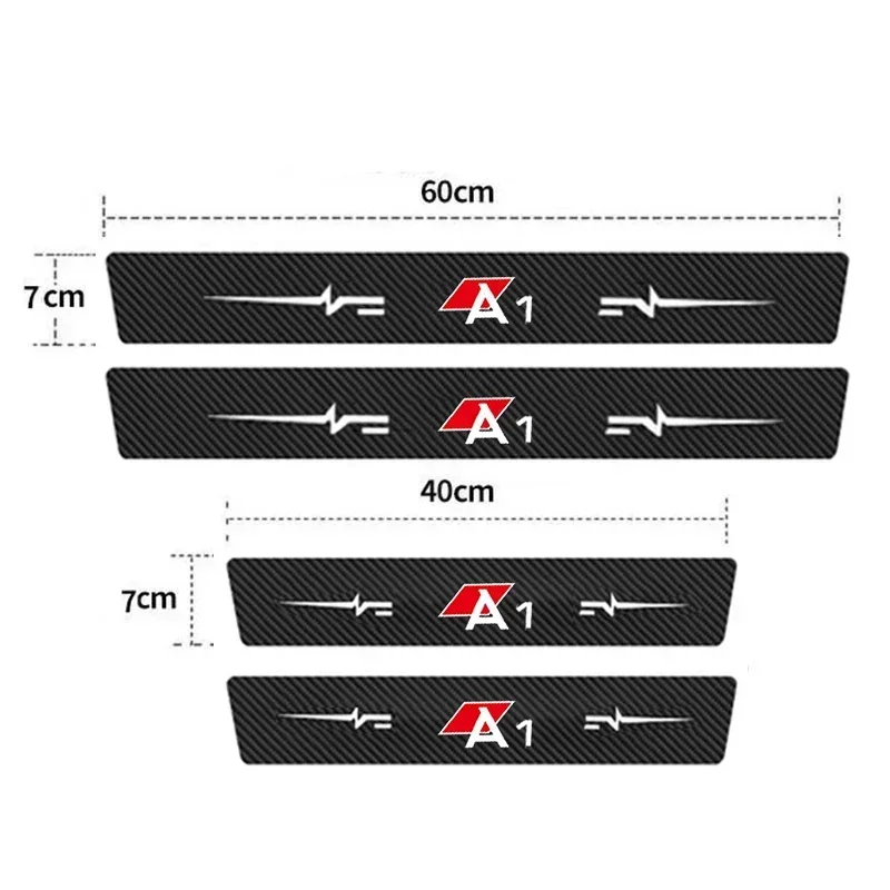 Carbon Fiber Protection Stickers Car Door Threshold Protect Tape for Audi A1 Sill Scuff Scratch Bumper Decals Auto Accessories