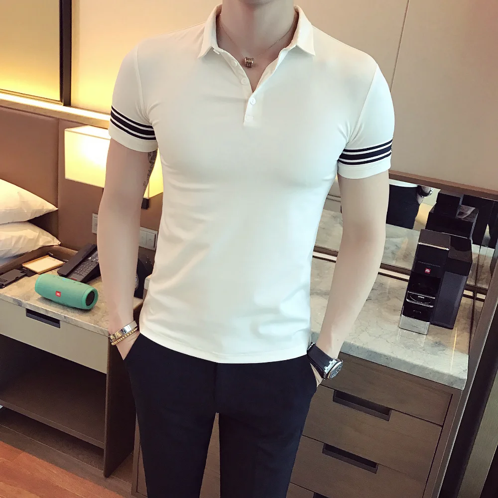 2023 Summer Short Sleeve POLO Shirts Men Slim Casual T-shirts Men Clothing Business Social Slim Fit Polos Streetwear Tee Tops