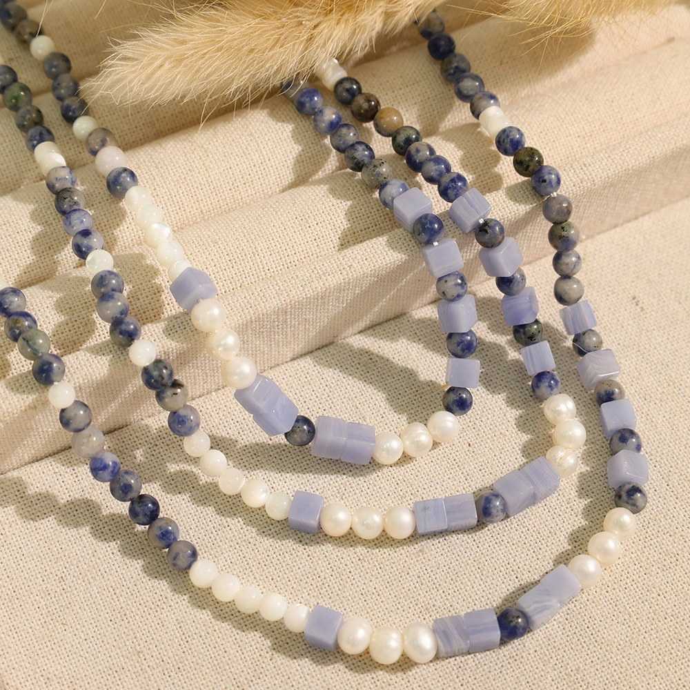 

Нажерелье Keen, новый модный дизайн, круглые бусины из натурального камня, длинная цепочка в стиле ретро, цепочка на ключицу, подарок, новая оптовая продажа