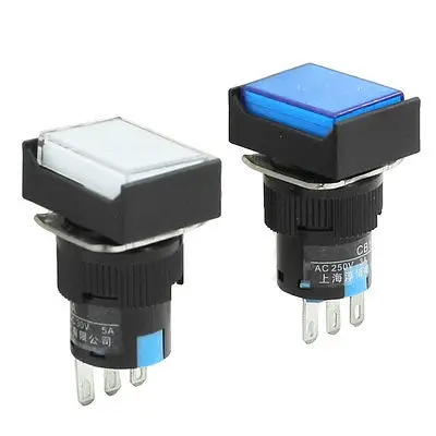 Industry Momentary NO NC Rectangle Pushbutton Switch AC 250V 3A