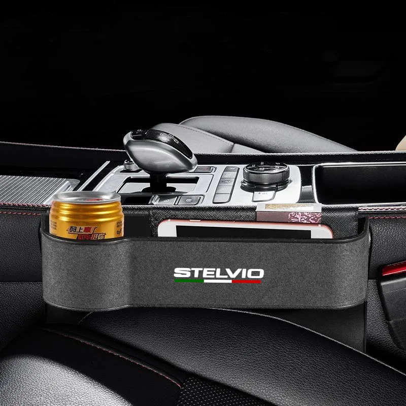 Car Seat Gap Leather Multifunctional Storag Box Auto Seat Side Crevice Storage Box For Alfa Romeo Stelvio Car Accessories