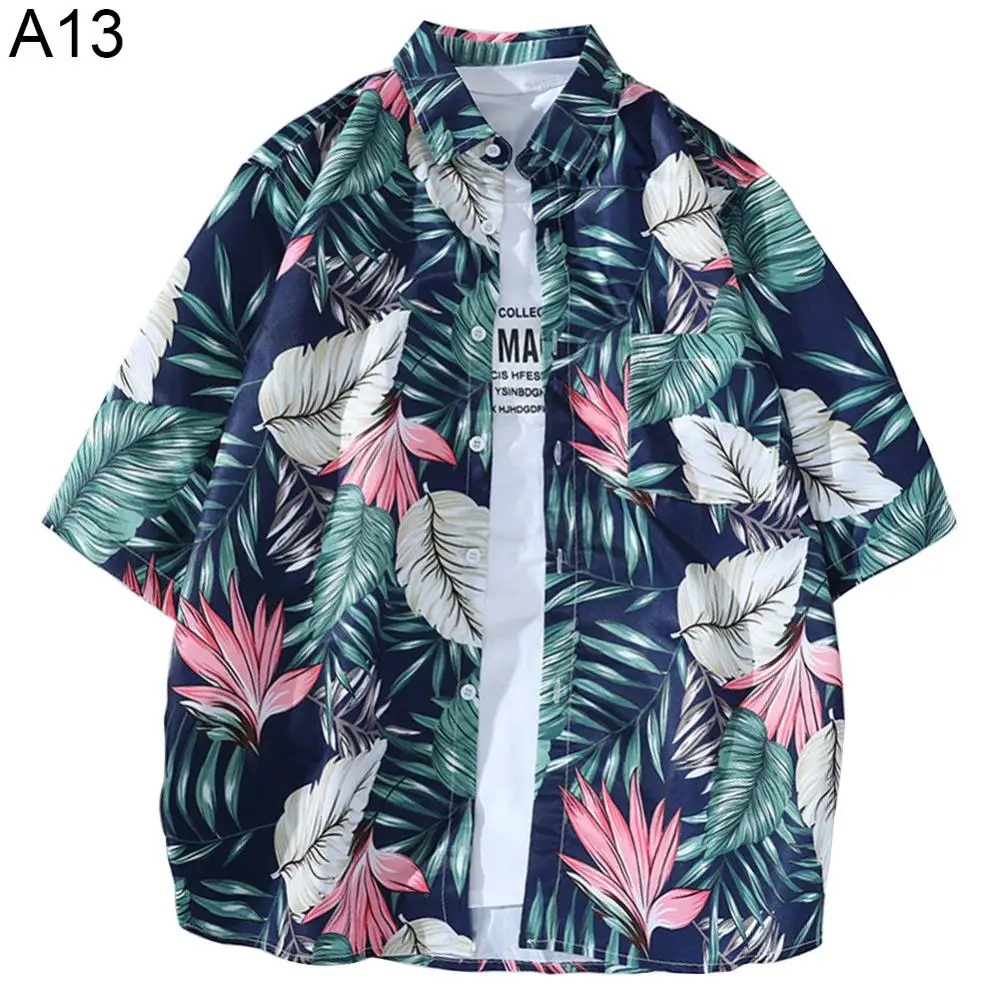 Camisa Aloha hawaiana Floral para hombre, ropa de playa de manga corta, secado rápido, informal, con botones, para vacaciones, verano, 2022