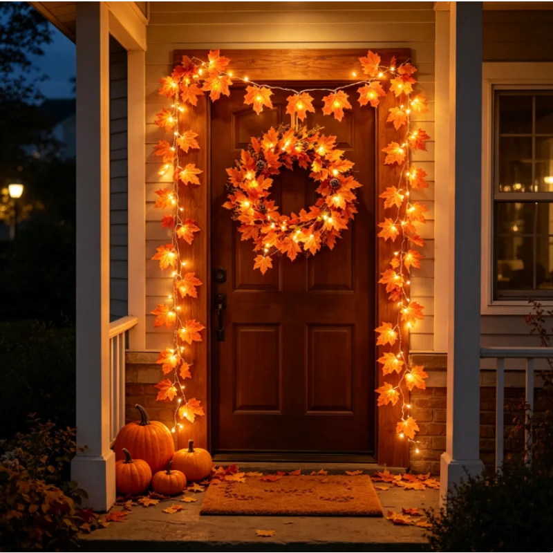 20 LED Maple Leaf String Lights, Battery Operated Waterproof Autumn Decor