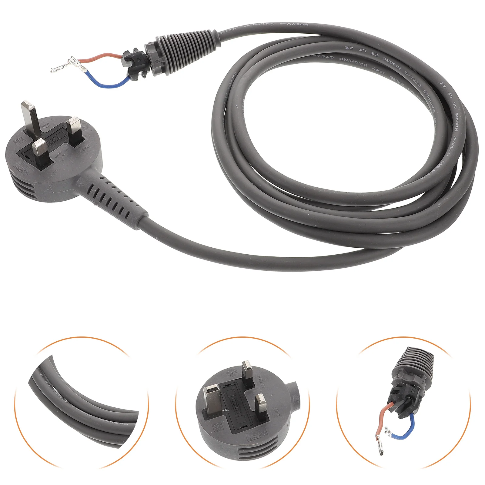 

Replacement Hair Dryer Power Cord Durable Cable Easy Install for Uk Plug Hair Dryer Electrical Repair Accessory Part