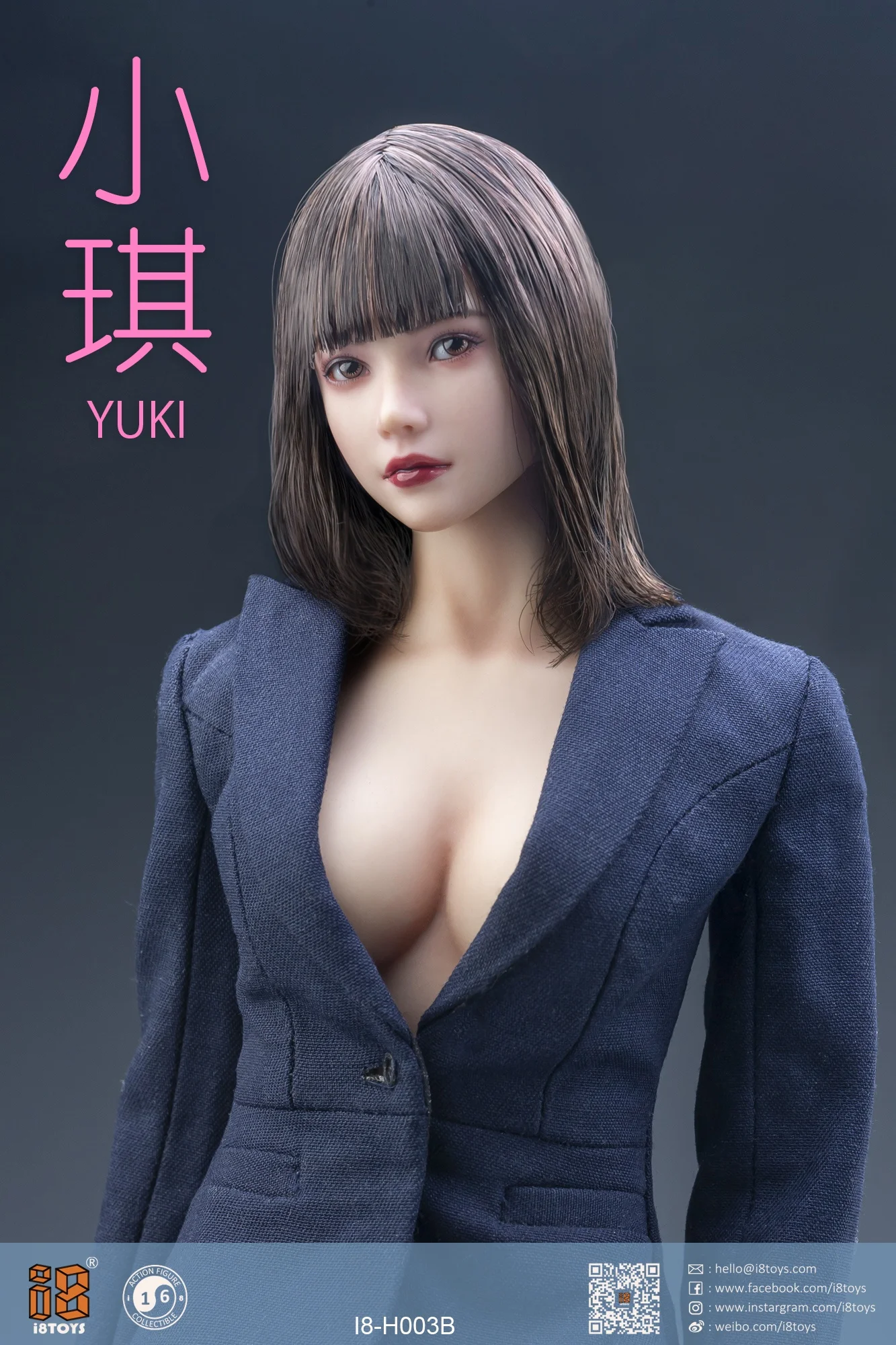 I8TOYS I8-H003B 1/6 Yuki Tête D'oeil Mobile Sculpter Tête De Greffe De Cheveux Modèle Carimplanté Fit 12 "Corps De Figurine D'action De Soldat Féminin