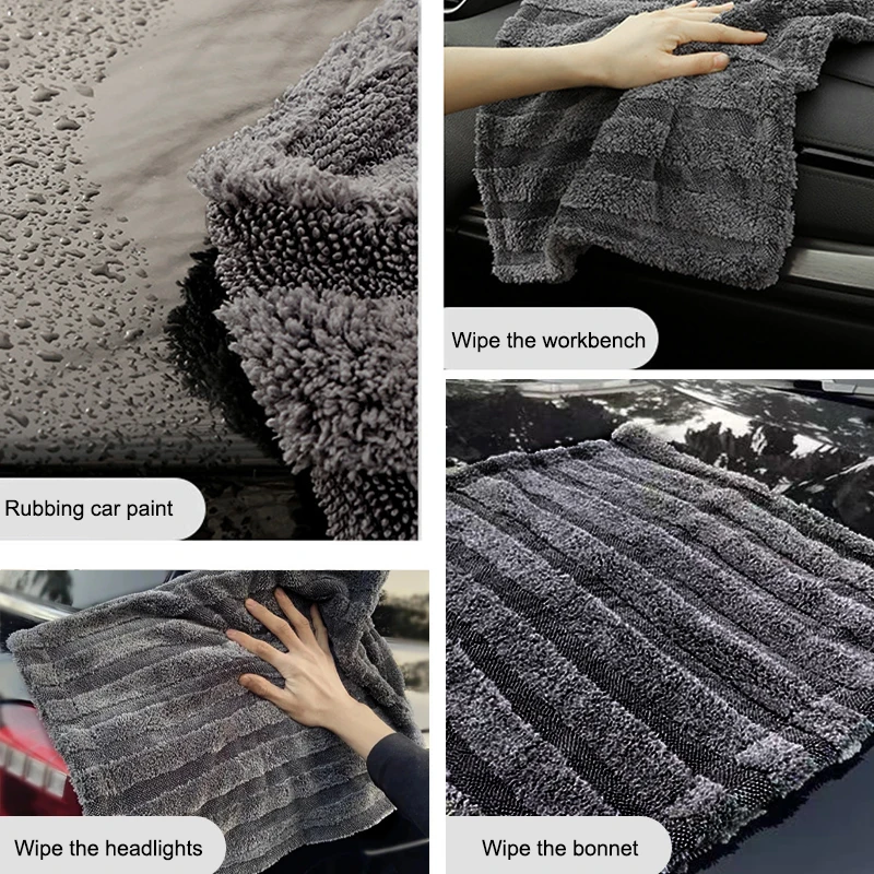 SEAMETAL 600GSM Car Wash Towel Thickened Coral Fleece Washing Towel High Water Absorbent Drying Cloth Ultra-Soft Cleaning Towels