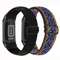 Stretchy Nylon Strap For Fitbit Charge 6 5 Elastic Woven Soft Sport Breathable Watch Band Loop For Fitbit Charge 5 6 Replacement