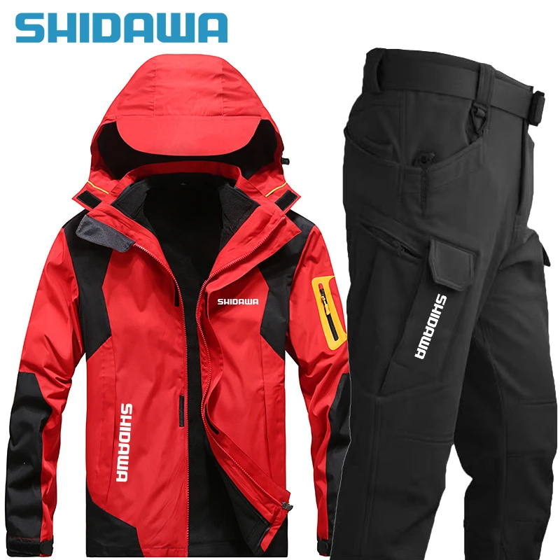 2025 New Men's Winter Fishing Suit Outdoor Fishing Jacket Tactical Pants Thicken Warm, Waterproof, Windproof Climbing Skiing Set