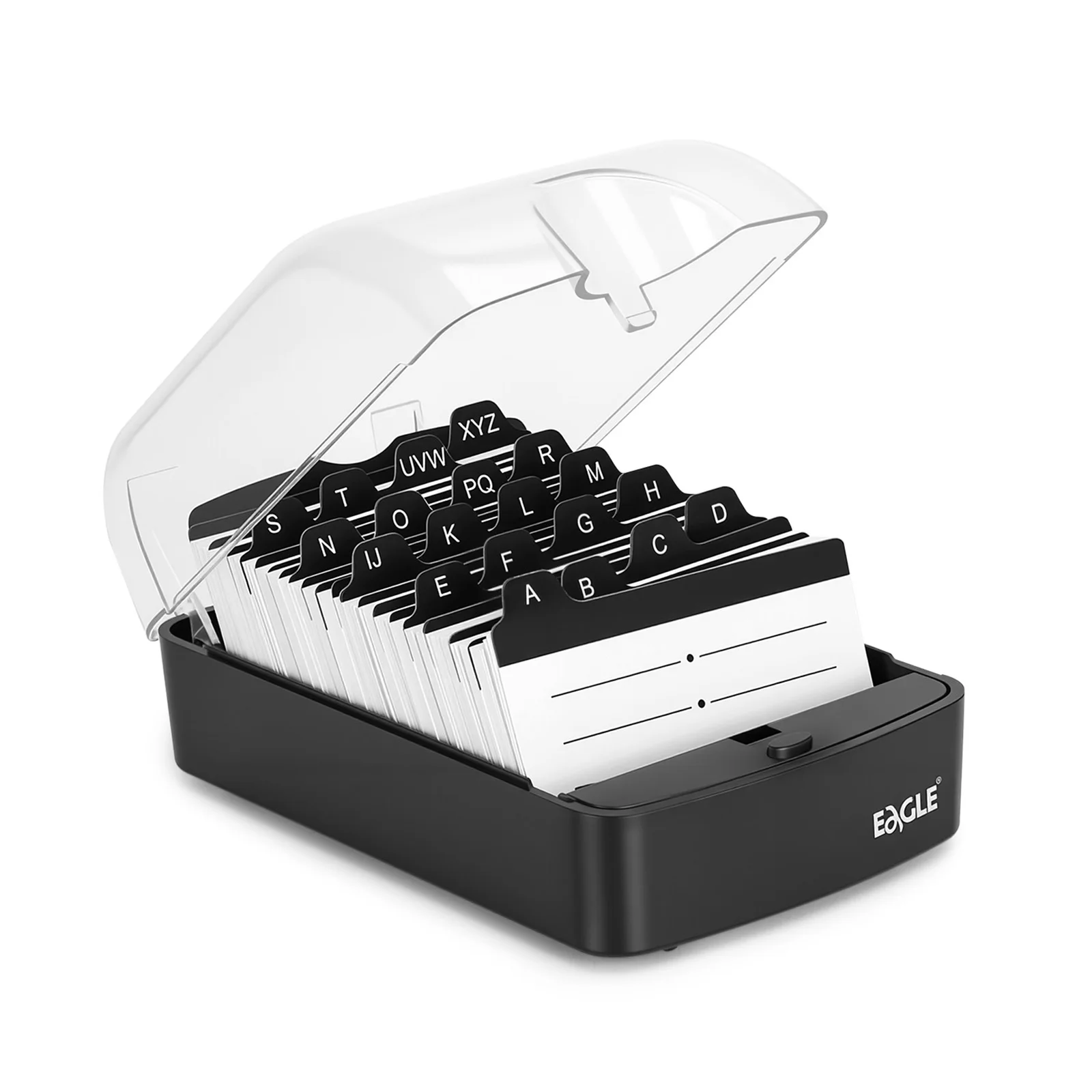 

EAGLE Business Card Holder 350 Capacity with A-Z Index Tabs, Push-Button Cover, Expandable Panel, for Office Organizer