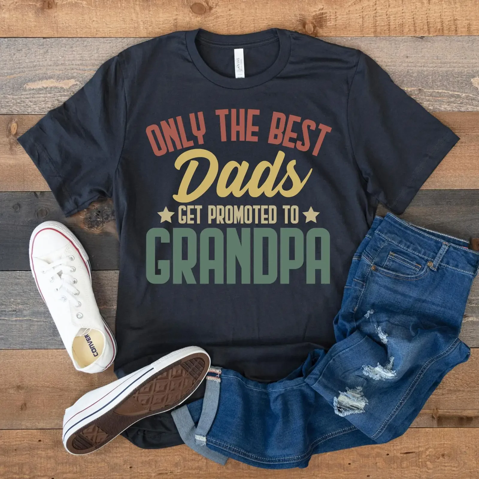 Only The Best Dads Get Promoted To Grandpa T Shirt Funny New Grandfather First Time Future GifT vintage Washed graphic Unisex
