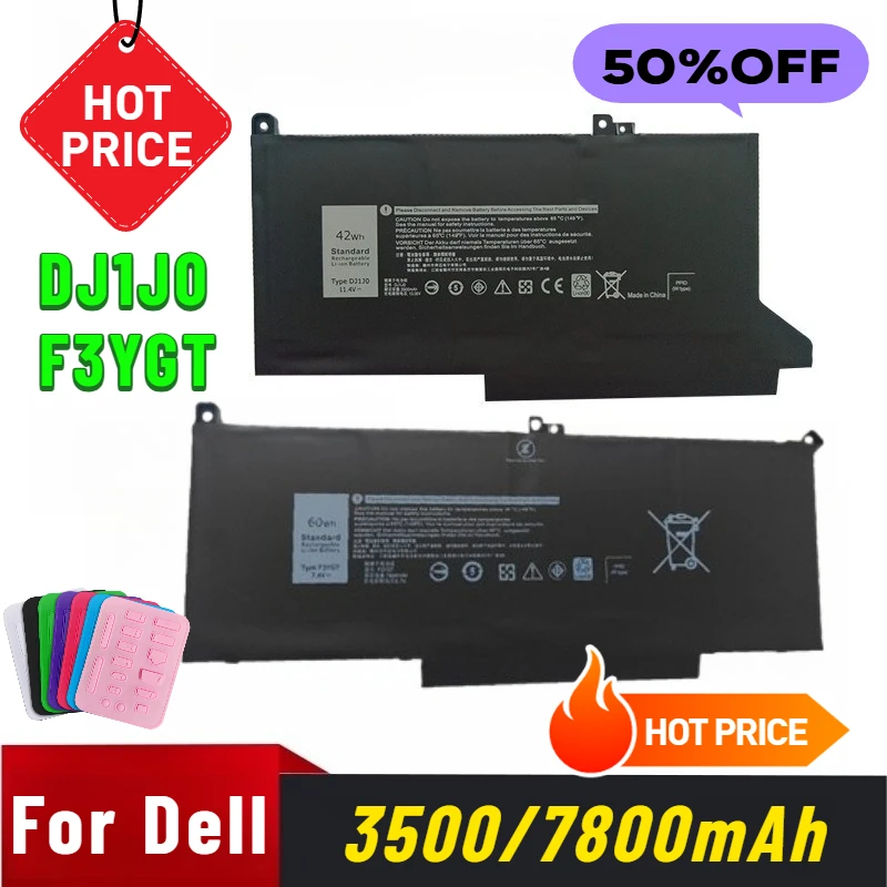 

3500/7800 мАч для Dell DJ1J0 F3YGT 7280 7380 7480 7290 Аккумулятор для ноутбука