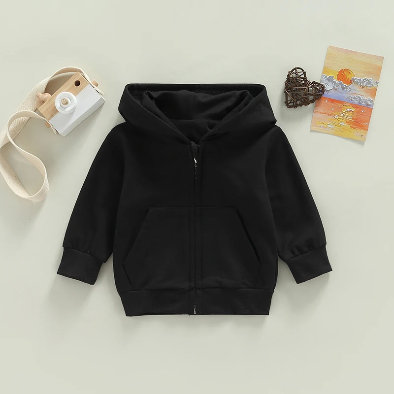 Bambino bambino autunno Casual cappuccio cappotto cardigan tinta unita maniche lunghe chiusura con cerniera giacca allentata per ragazzi ragazze