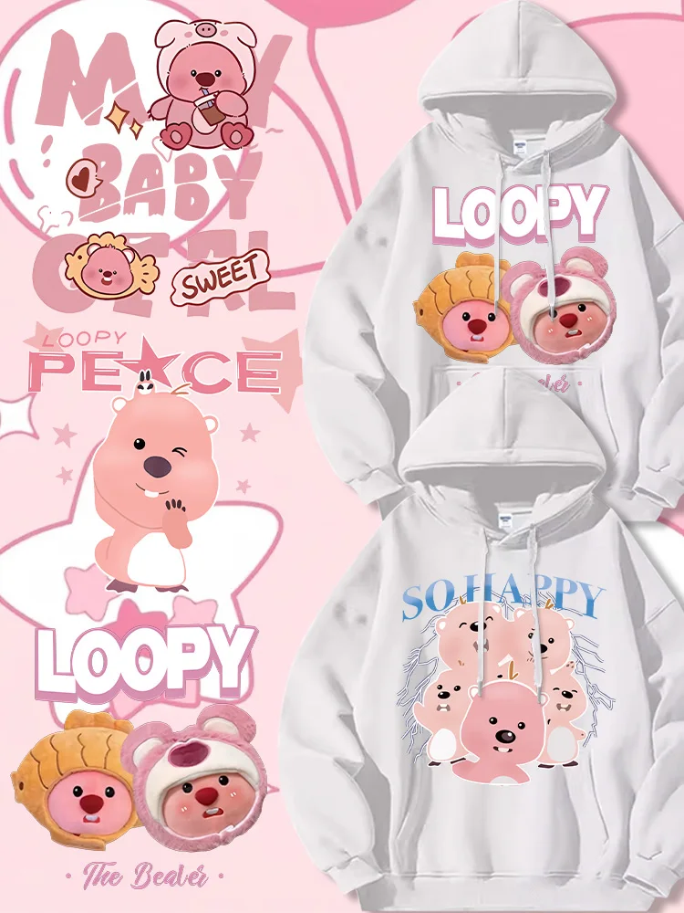 Loopy hoodie women's hooded autumn and winter jacket loose cartoon cute pattern clothes