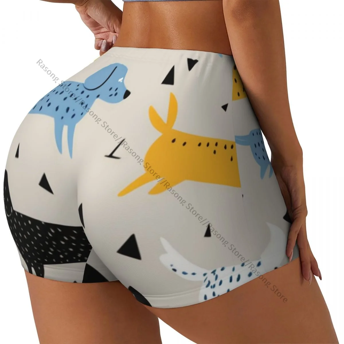 

Шорты для фитнеса с эффектом пуш-ап, эластичные, с рюшами на ягодицах, с рисунком милых собак, женская спортивная одежда для зала