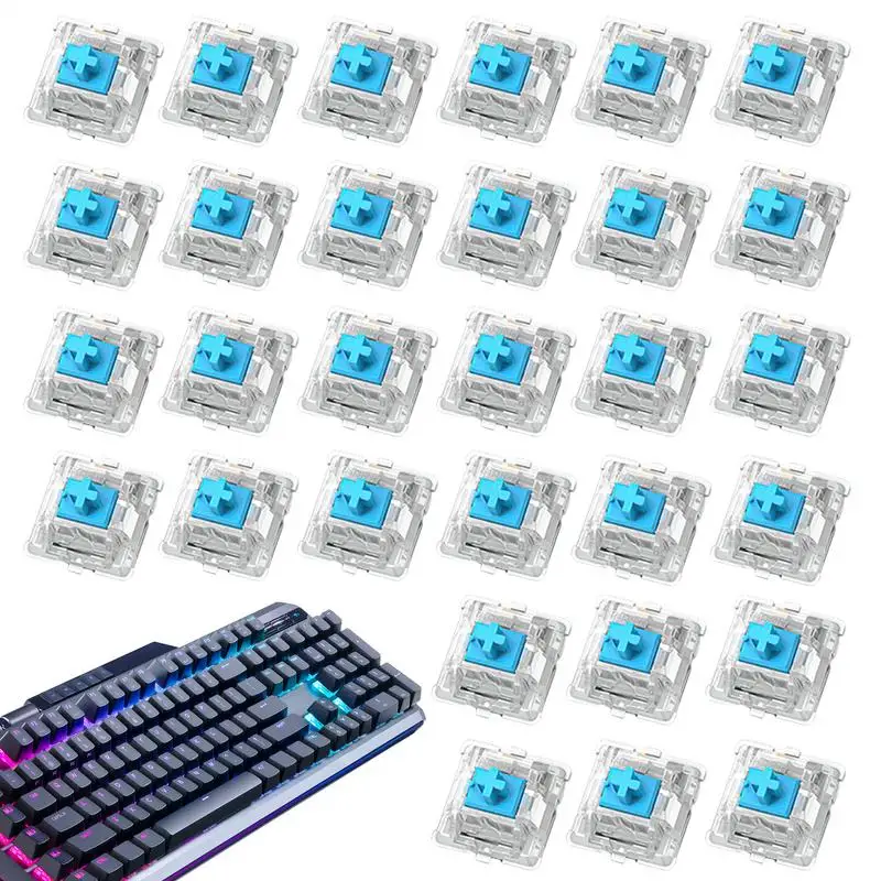 30 pçs interruptor de teclado mecânico 3pin clicky linear tátil silencioso interruptores rgb led smd jogos para mx switch