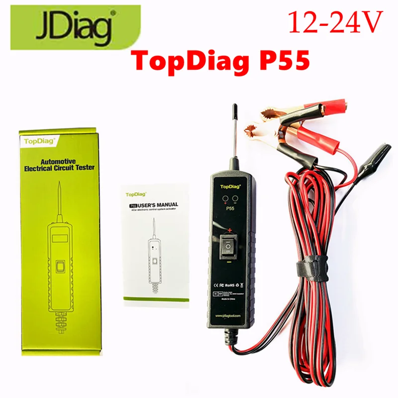 

New Topdiag P55 Automotive Electrical Wiring Tester Car Power Probe Tester 12-24V Test Light Polarity Pen Auto Diagnostic Tool