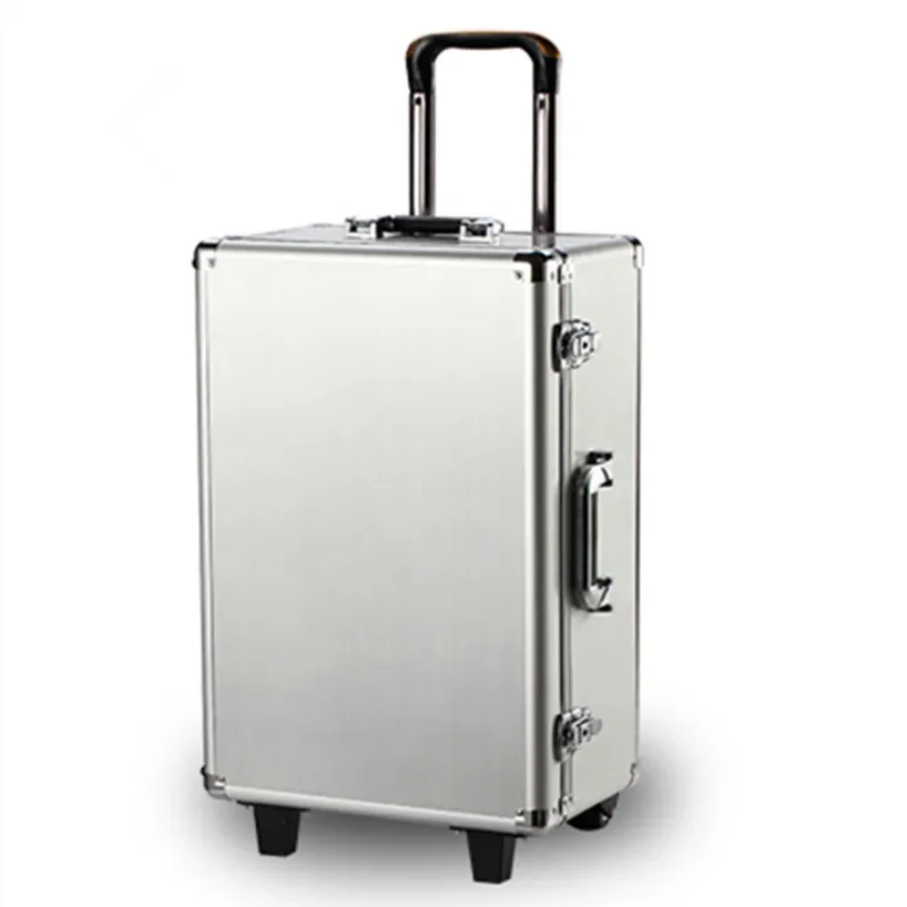 

Luxury Aluminum Magnesium Alloy Trolley Luggage Business Full Metal Suitcase Bag Box Wheels Travel Case Drone Dedicated Toolbox