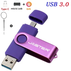 Высокоскоростные металлические флеш-накопители USB 3,0 OTG 3 в 1, 4 Гб, U-накопитель 8 ГБ, FIash drive 16 ГБ, Флешка 32 Гб, цепочка для ключей в подарок 64 ГБ, карта памяти