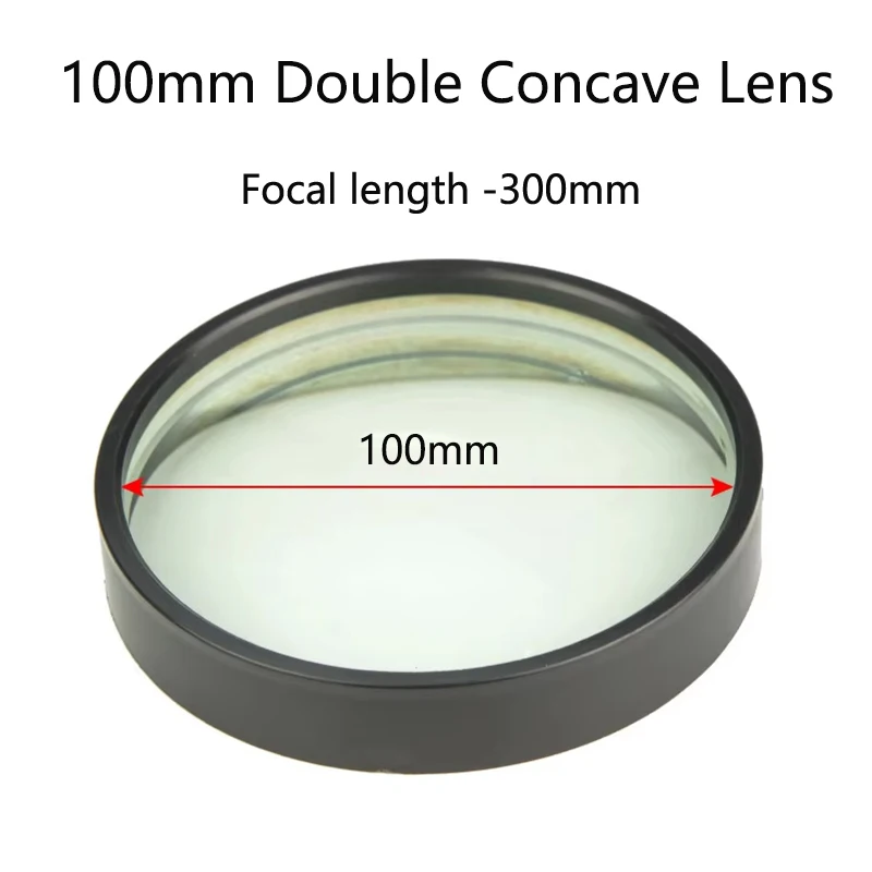 Diameter 100mm Focal Length -300mm Optical Double Concave Glass Lens Scaling Mirror Physical Optics Experiment