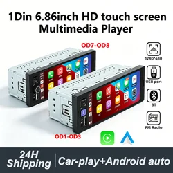 1Din Wireless CarPlay Android AUTO HD touch screen Universal 6.86'' Car Radio FM Stereo MP5 multimedia player BT TF port Camera