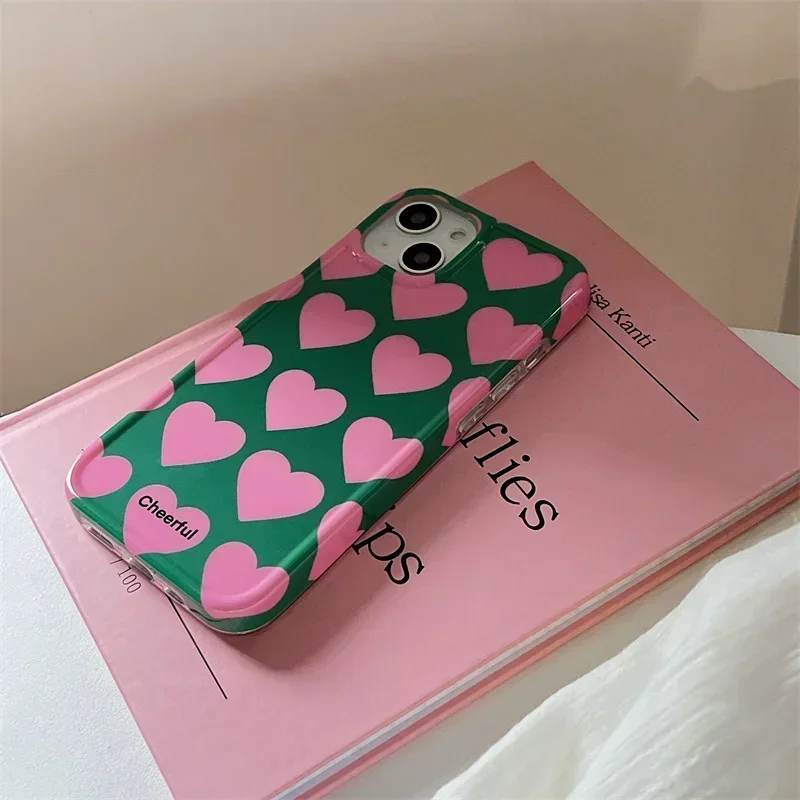 Cute Love Heart IMD Protective Phone Cases for Iphone 16 14 Pro Max 11 12 13 Pro Max 12 Pro 15 Shockproof Soft TPU Cover Bumper