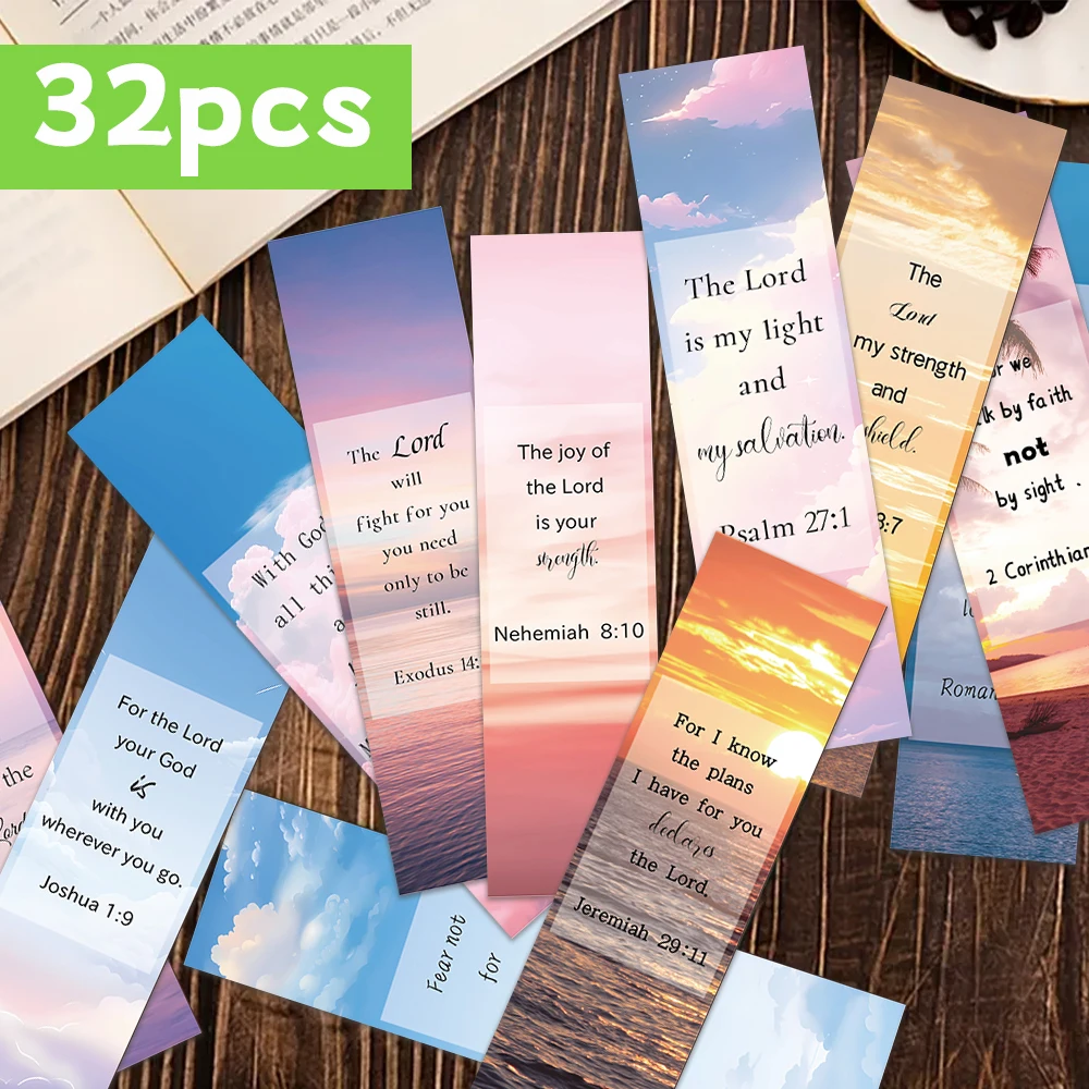 32pcs, Inspirational Bible Bookmarks / Christian Themes / DIY Reading Markers / Perfect for Students / Teachers and Book Lovers