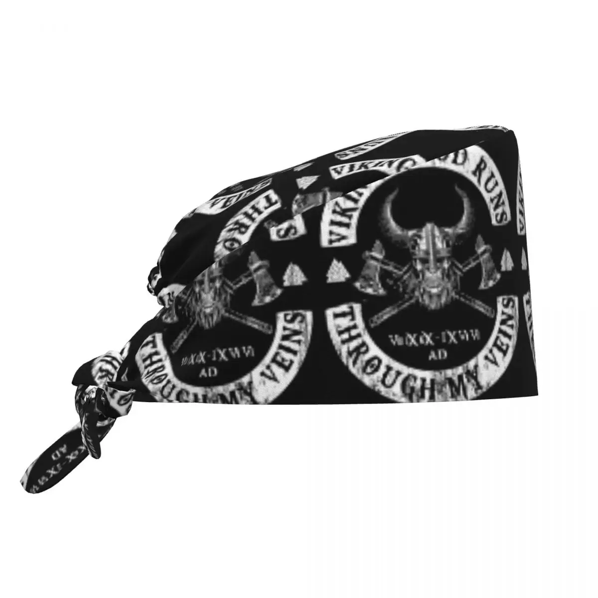 Viking Blood Runs Through My Veins Scrub Hat Doctor Working Surgical Cap Men Women Adjustable Nursing Caps for Dentist