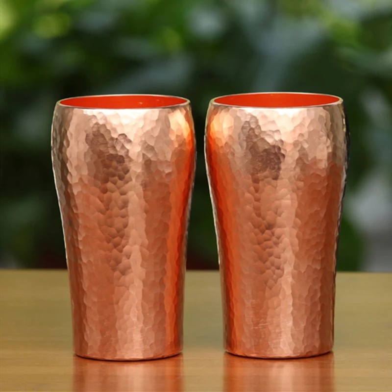 Handcrafted Pure Copper Coffee Cup Beer Milk Mug Retro Embossed Hammer Thickened Water 250ml Breakfast Drinkware Tea Tableware