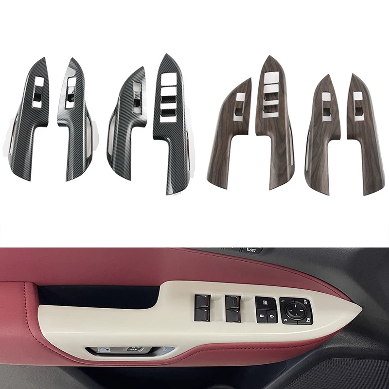 Interior Door Window Switch Panel Cover Trim For Lexus NX250 NX350 NX350h NX450h+ 2022 2023 2024 2025 Carbon Fiber Wood Grain