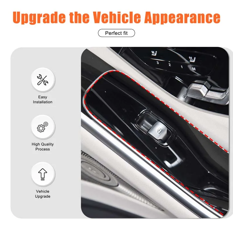 

4Pcs ABS Carbon Fiber For Mercedes-Benz S-Class W223 2021-2024 Car Glass Lift Button Frame Decoration Sticker Car Accessories