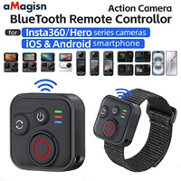 aMagisn Sports Cameras Bluetooth Remote Control for Insta 360 X5 X4 X3 X2 GO3S Ace Pro 2 GoPro Hero 8 9 10 11 12 13 Accessories