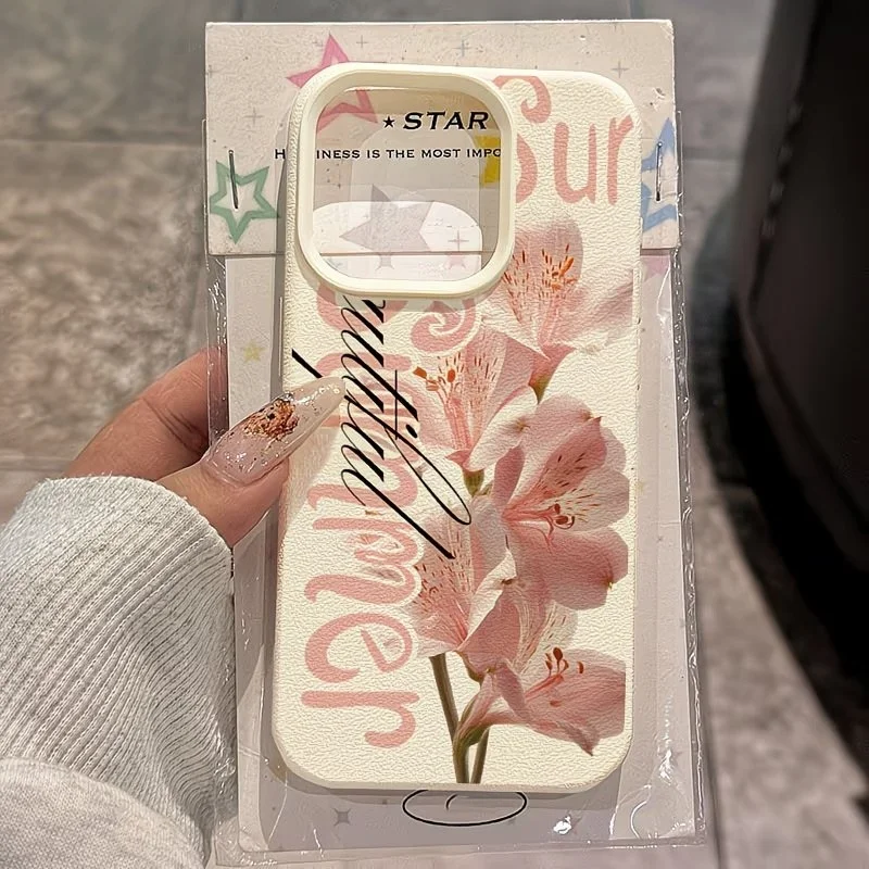 Pink Flower English Soft Phone Case For Samsung Galaxy S26 S25 Ultra S24 Ultra S23 Plus S22 FE A16 A26 A36 A37 A55 A56 A57 Cover
