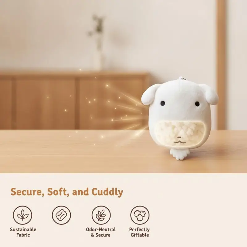 Cute Big Head White Dog Plush Keychain Kawaii Soft Stuffed Doll Mini Backpack Pendant for Girls Daily Decoration
