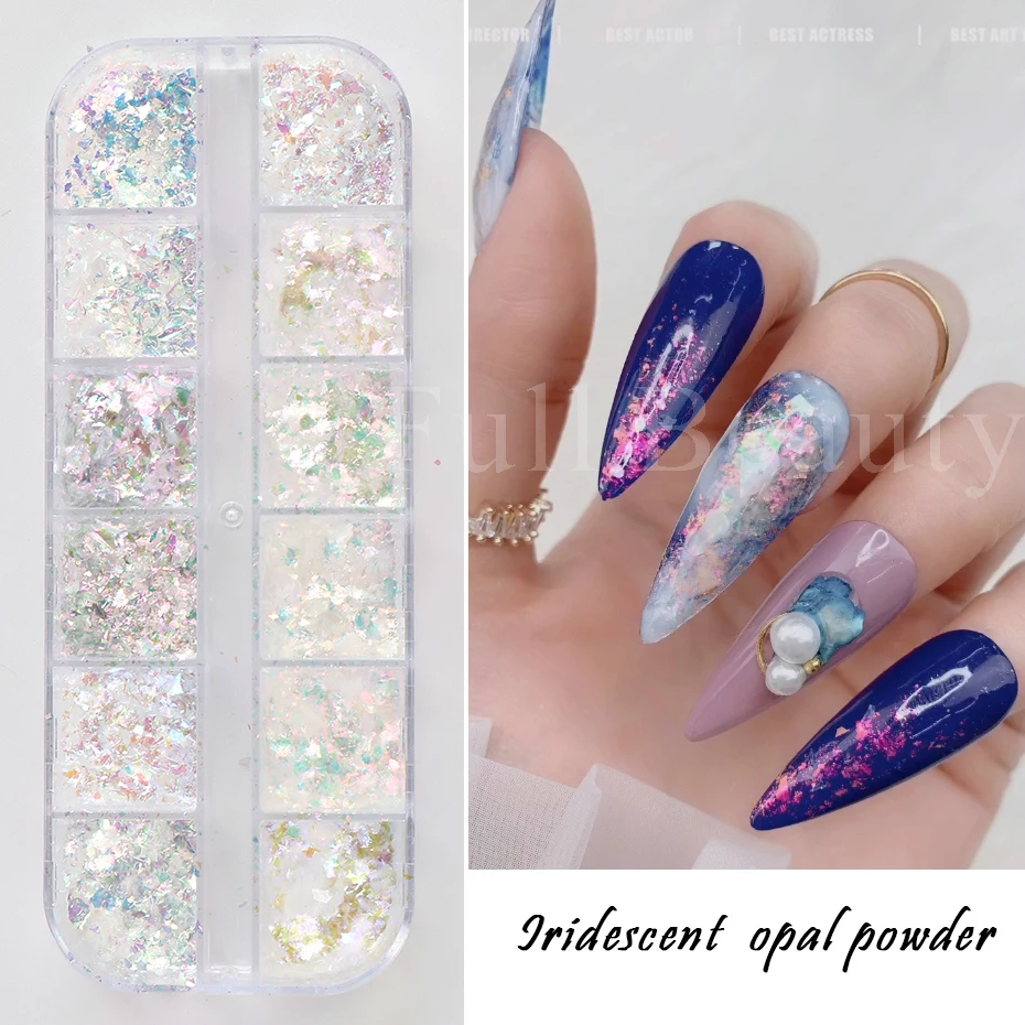 Aurora Nail Art Glitter Opal Powder Iridescent Mermaid Sequins Irregular Flake Sparkle Acrylic Gel Polish Nail Decorations LYJDP