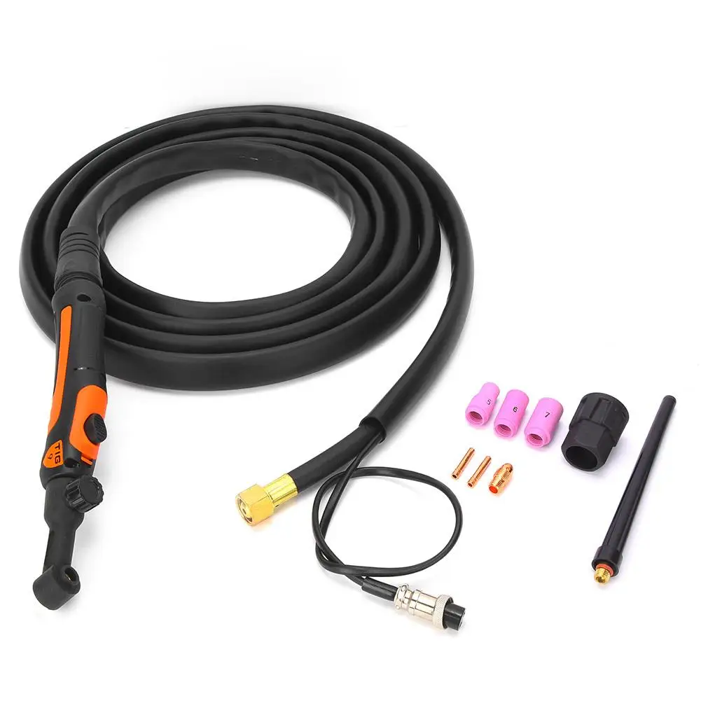 

TIG Arc Welding Torch Kit Flexible Rigidity Head M16x1.5 Interface 4m Cable Includes Switch and Welding Accessories