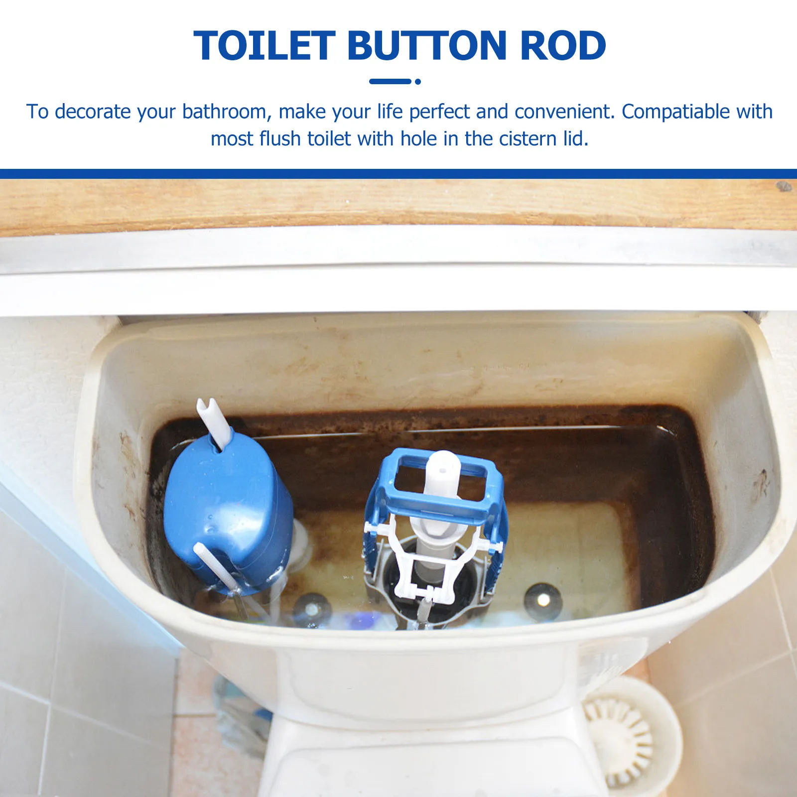 Single Flush Toilet Push Button Rod Replacement Toilet Tank Flush Button Easy Install Compatible with Cistern Lid Hole Design