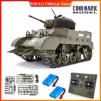 COOLBANK RC Tank 1/16 Scale 2.4ghz U.S. M5A1 Stuart Light Tank Model, Remote Control Tanks with Sound and Light  for Boys Adults