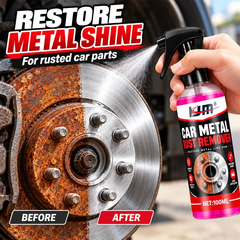 KJM Car Rust Remover Spray 100ml Metal Cleaner Rust Removal Agent For Wheel Hub Brake Disc Brake Rust Cleaner