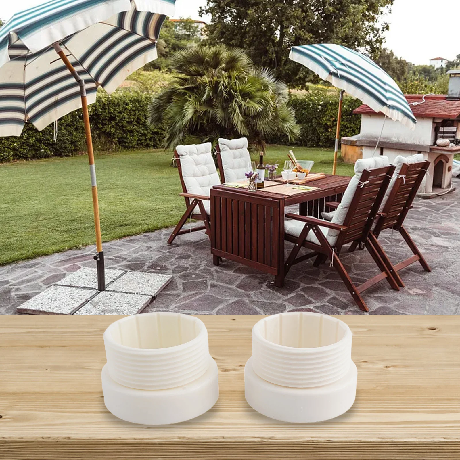 

2 Pcs Umbrella Pool Base PP Adapter Outdoor Pool Umbrella Insert Thread Adapter Sleeve Pool Umbrella Cover Stabilizer
