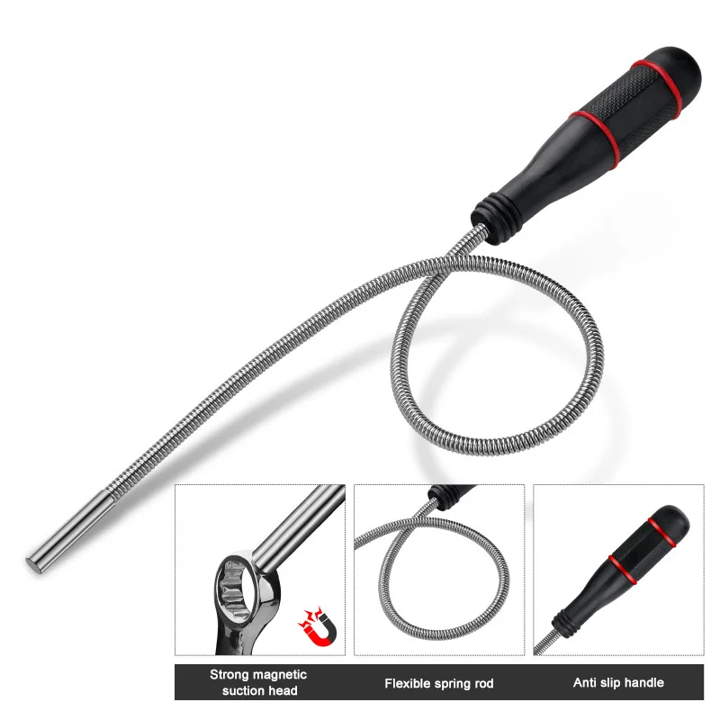 

Гибкий магнитный пикап, 60 см, гибкий изогнутый магнит, згибкая палочка для извлечения змей, гибкая палочка для мусора/ключей/болтов, гаек