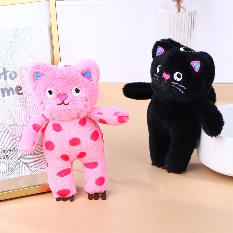 Cute Cat Keychain Plush Doll Toys Pendant Cartoon Little Black Cat Kitten Keyring Pendant Backpack Charms Bag Decor Child Gifts